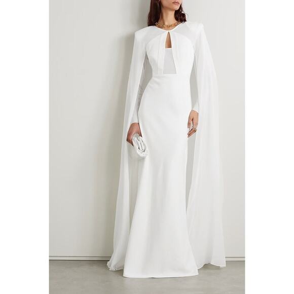Roland Mouret Dresses & Skirts - Roland Mouret Long Sleeve Bridal Wedding Cape Gown White Size 10